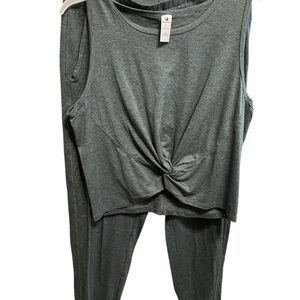 Green Twist Front Tank and Pants Set